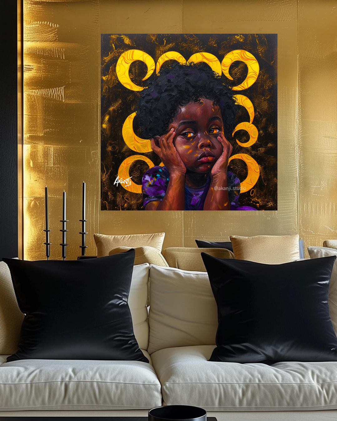 Canvas Print: 'Eyes of Gold 2' [Children of The Sun With Moon Crescent Blood] by Akanji Studios