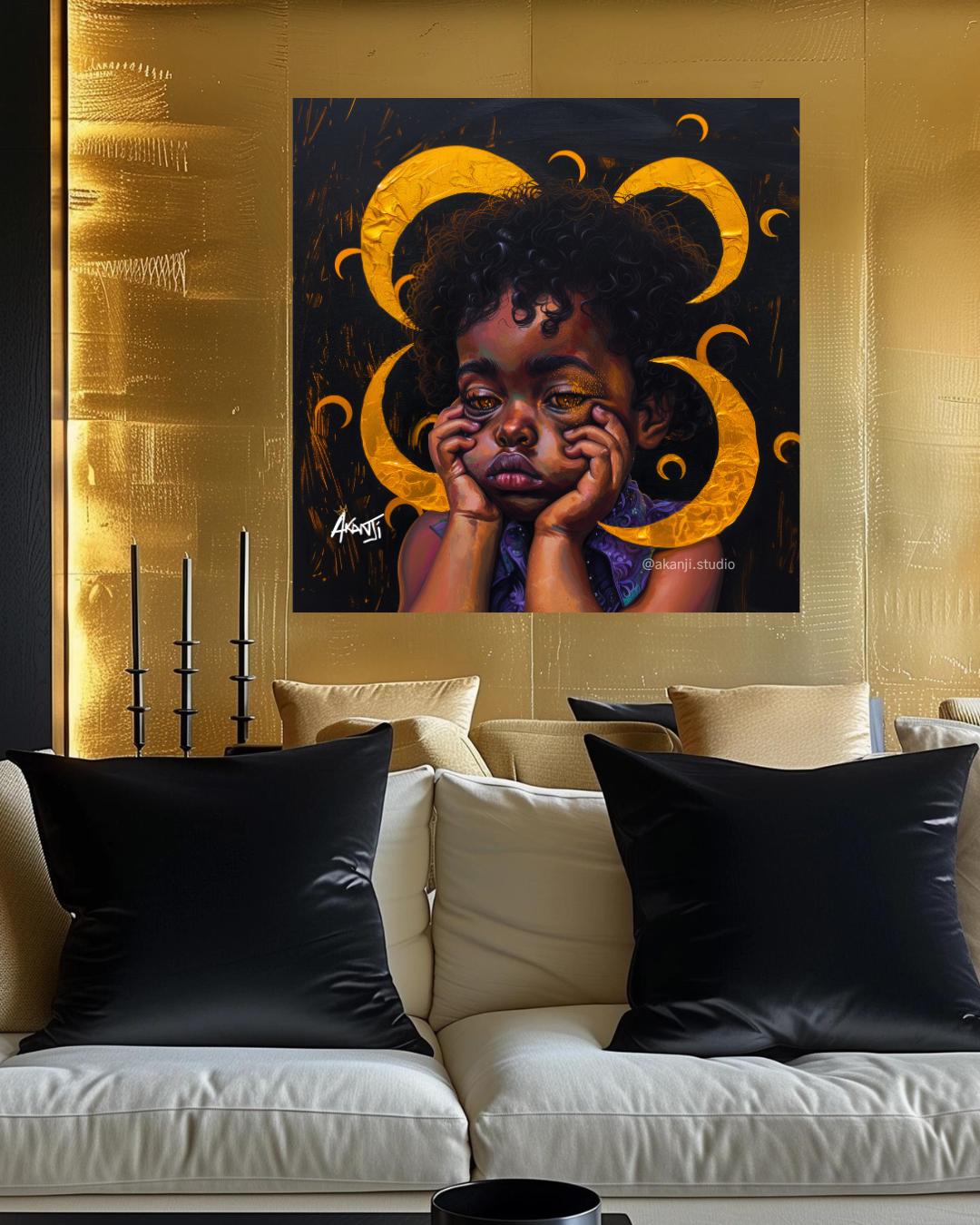 Canvas Print: 'Eyes of Gold' [Children of The Sun With Moon Crescent Blood] by Akanji Studio